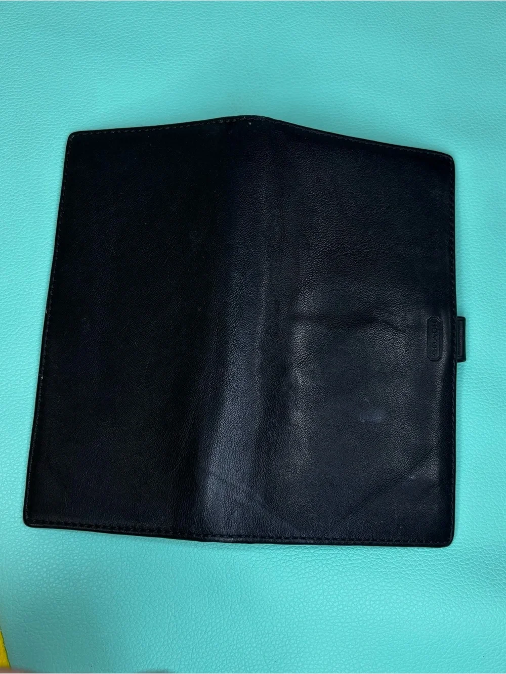 Coach Vintage Black Leather Checkbook Cover‎ Wallet